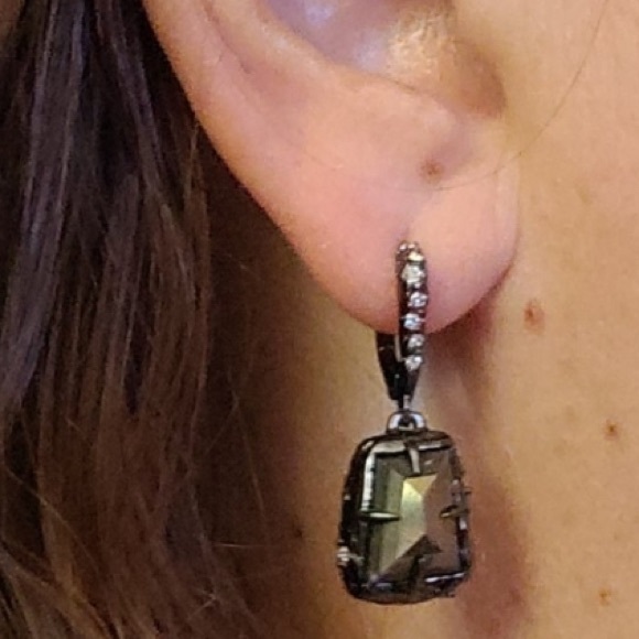 ALEXIS BITTAR • NEW Elements Pyrite Stone Rocky Drop Gunmetal Earrings - Picture 6 of 13